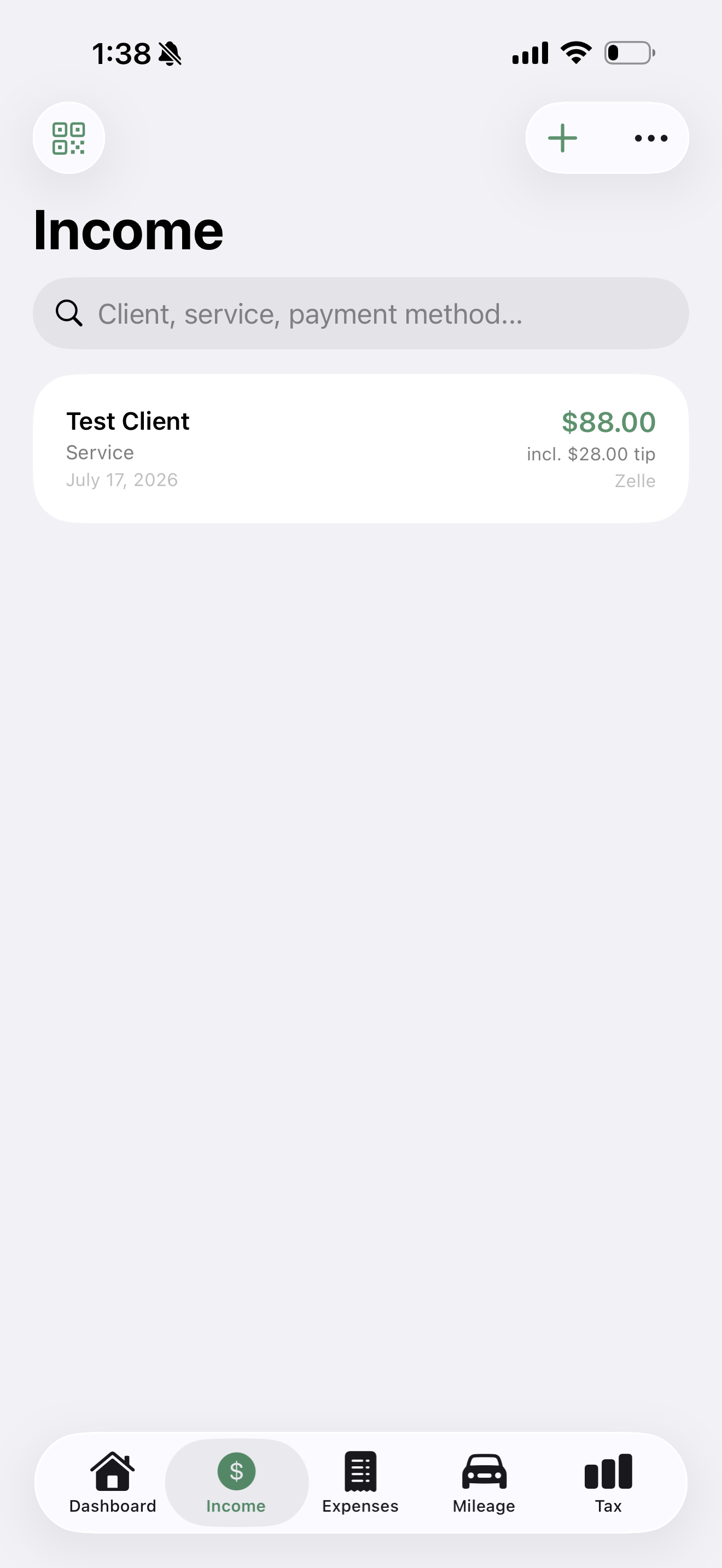 SuitesBooks income tracking screen